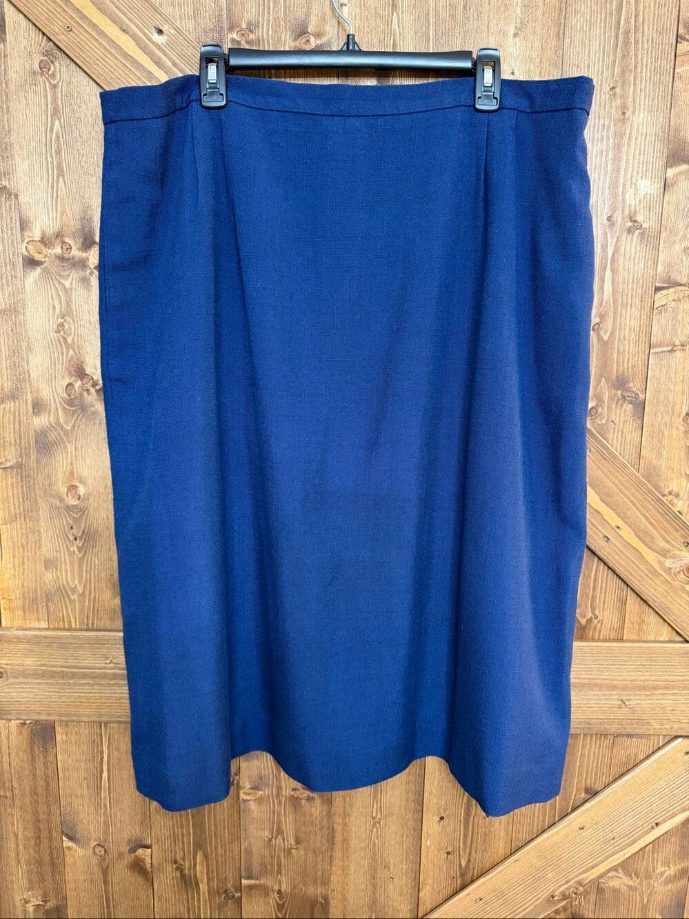 Ashley Brooke Women’s Blue Midi Skirt Size 44W Rayon Linen Blend A-Line (9394)